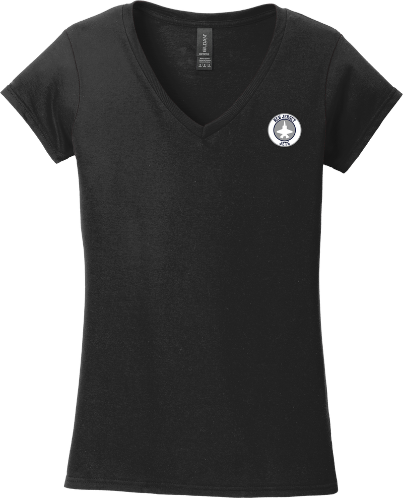 NJ Jets Softstyle Ladies Fit V-Neck T-Shirt