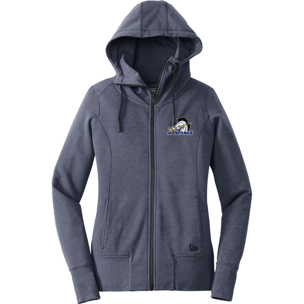 Mid-State Mustangs New Era Ladies Tri-Blend Fleece Full-Zip Hoodie