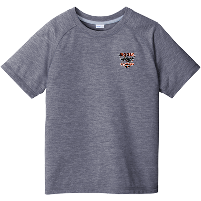 Biggby Bombers Youth PosiCharge Tri-Blend Wicking Raglan Tee